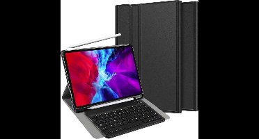 Just in Case tablet Hoes met Toetsenbord geschikt voor iPad Pro 12.9 (2020) - AZERTY Bluetooth Keyboard Case - Zwart