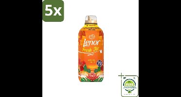 5 x Lenor – Wasverzachter – Tropical Sunset – 70 Wasbeurten – 980 ml - Grootverpakking - Wasverzachter - Frisse Geur - Zomerse Geur - Tropische Geur - SolarDry