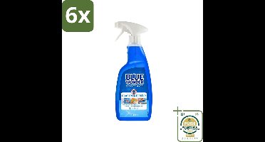 Blue Wonder Professionele Glas en Interieur Spray 1 liter - Voordeelverpakking - 6 stuks - Streeploos schoon - Glasspray