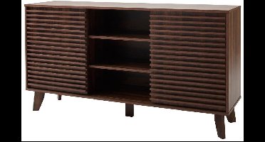 CALICOSY - Buffet met 2 schuifdeuren, facades met groefhout effect, L140 cm - FRIBOURG