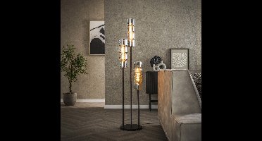 Giga Meubel Vloerlamp Cylinder - Chroom Glas - 3-Lichts - 32x32x155cm
