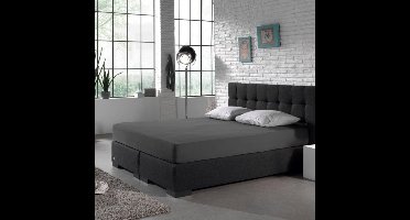 Mörgenn Dubbel Jersey Hoeslaken voor Toppers - Antraciet - 180x200-220cm
