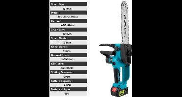 Kettingzaag - Takkenzaag - Handzaag - Snoeizaag - Draadloze - 12 Inch - 18V - 18000 RPM - Brushless - Boom- en Houtzagen - Tuin - 1 Accu