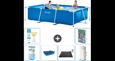 Intex Rechthoekig Frame Zwembad - 300 x 200 x 75 cm - Blauw - Inclusief Filter - Afdekzeil - Solar Mat - Zwembadfilterpomp - 7-delig