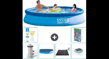 Intex Rond Opblaasbaar Easy Set Zwembad - 366 x 76 cm - Blauw - Inclusief Pomp - Afdekzeil - Solar Mat - Verlichting - 7-delig