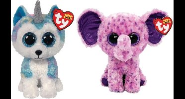 Ty - Knuffel - Beanie Boo's - Helena Husky & Eva Elephant