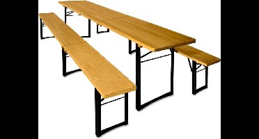 Picknicktafel Set - 1 Biertafel 2 Bierbanken Inklapbaar - 220cm