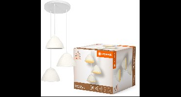 LEDVANCE hanglamp 3-lamps Decor Camel Bell wit van metaal en papier-maché, E14, 437 mm diameter , kap van gerecycled materiaal, duurzaam dankzij vervangbare lichtbron, eenvoudig te installeren