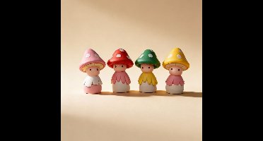 Toads - Decoratieve miniatuur paddenstoel poppetjes - 4 stuks - ↑ 3,5 cm