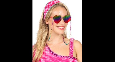 Wilbers Karnaval BV - Regenboog hartjesbril met ketting voor volwassenen