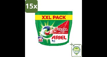 15 x Ariel – 4in1 Pods – Ultra Vlekverwijderaar – 65 wasbeurten - Grootverpakking - Vaatwasstrips - Vlekverwijderaar Wasmiddel - Krachtige Waspods - Ariel 4in1 Pods - Ultra Vlekverwijdering - Ingedroogde Vlekken