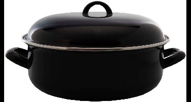 Cookinglife Braadpan - Stoofpan - Sudderpan - Multifunctionele Braadpan - Dutch Oven - Emaille Braadpan - Zwart - Vaatwasserbestendig - ø 28 cm / 6 Liter