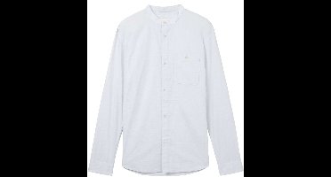 Tom Tailor Denim - Overhemd met staande kraag in basic pasvorm - Maat XXL - light herringbone structure