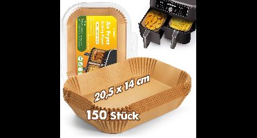 150 Stuks Airfryer Bakpapier - Rechthoekig 20,5x14 cm - Anti-aanbak voor Dual Zone Airfryers