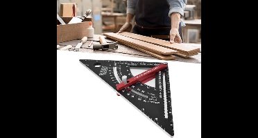 KARZO - Verstelbare driehoekige liniaal, beweegbare driehoekige liniaal van aluminiumlegering, multifunctioneel houtbewerkingslay-outgereedschap, voor timmerwerk tekenliniaal