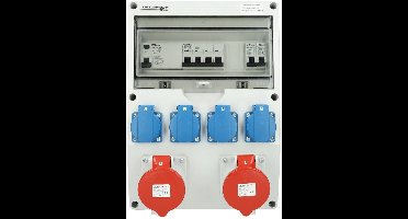 EMAT kunststof wandverdeler 3-fase IP44 met 2x CEE 5P 32A en 4x schuko 16A (85016026)
