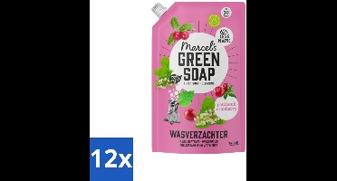 Marcel’s Green Soap – Wasverzachter – Patchouli & Cranberry - Navulling – 750 ml - Voordeelverpakking - 12 stuks