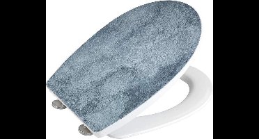 WENKO WC bril Cement - Thermoplast met structuurprint - Easy-Close softclose sluiting - Fix-Clip bevestiging afklikbaar in RVS - belastbaar tot 350 kg - Toiletbril decor met structuur - Toiletzitting met print