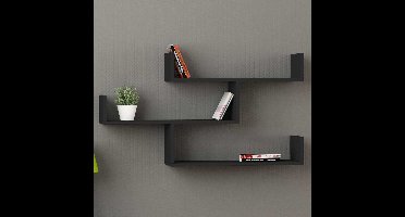 Skye Decor, Wandplank, Tibet - Anthracite, Gemelamineerde spaanplaat, Antraciet, 120 x 22 x 67 cm
