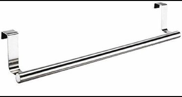 HI Theedoek - handdoek rek voor kastdeurtje - 40 x 9 x 7 cm - zilver - RVS
