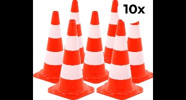 10-pack Verkeerskegel - Oranje wit - 50 cm - Hard