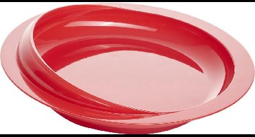 Bord met zuignap en hoge rand, voorkomt schuiven. Verhoogde curve-rand. Rood