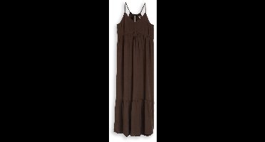 Tom Tailor Denim - Maxijurk met volants - Maat S - cool dark brown