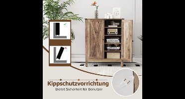Schoenenrek – Schoenenkast – Schoenenopberger – Schoenenbank – Schoenenmeubel – 3 Verstelbare Planken – Groot Bovenblad 40 kg