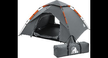 ECD Germany Pop up Tent camping tent 4 person grijs, dubbelwandige koepeltent serie, waterdichte kampeertent familietent met 2 deuren en muggennet, pop up strandtent compacte lichtgewicht werptent met handige draagtas voor outdoor camping en wandelen