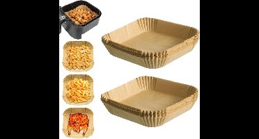 200 vellen vierkant wegwerpbakpapier voor airfryers, 20 x 20 cm, ideaal voor bakken, frituren en grillen