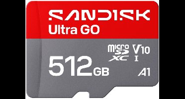 SanDisk microSDXC Ultra GO 512GB (UHS-I, V10, U1, C10, A1, R190 MB/s, Full Video HD