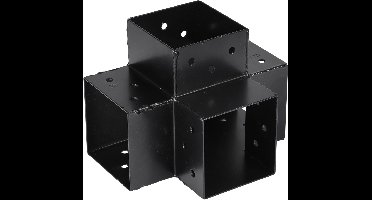 Starx Paalverbinder Type-X - 4-weg Paalhouder voor Palen 9 x 9 cm - Metaal - Zwart - Geschikt voor Pergola, Schutting en Bouwprojecten - Stevige en Stabiele Verbinding