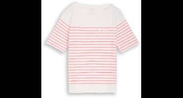 Tom Tailor - T-shirt met streepjesmotief - Maat S - Whisper White