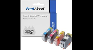 PrintAbout - Inktcartridge / Alternatief voor de Canon PGI-5BK / 4 Kleuren
