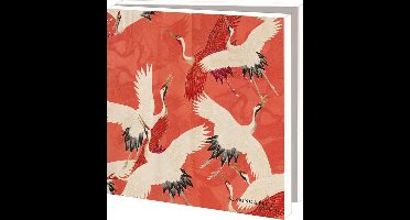 Kaartenmapje met env, vierkant: Woman haori with Red and White Cranes, Collection Rijksmuseum