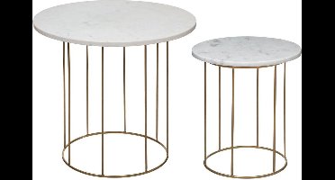 Atmosphera Marble bijzettafel set 2 - Goudkleurig en marmer - Salontafel