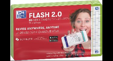 Oxford Flash 2.0 - Flashcards - Geruit 5mm - A7 - Groene rand - 80 stuks