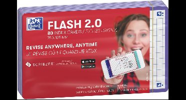 Oxford Flash 2.0 - Flashcards - Geruit 5mm - A7 - Paarse rand - 80 stuks