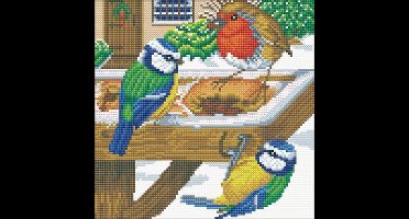 Diamond Painting Vogeltjes in de Winter 30 x 30 cm
