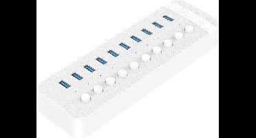 ORICO USB 3.0 hub met 10 poorten - BC 1.2 - aan/uit schakelaars - 48W - wit
