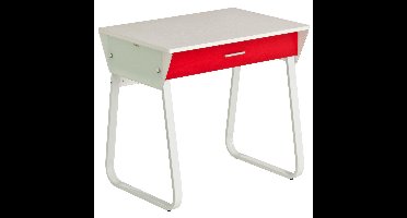 Piranha TOPE Bureau – Wit met Rode Lade – Compact Computerbureau met Lade