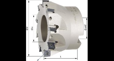Hoekfrees met IK, 6 tanden, voor SOMT09 D 50mm, 90 °
