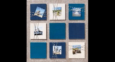 Walther La Casa - Houten galerij lijst - met koord applicatie - Fotoformaat 6 foto's 8x8 cm - Blauw/Wit