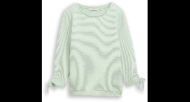 Tom Tailor Denim - Slim fit sweatshirt met gerimpelde mouwen - Maat XS - light matcha green