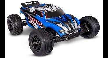 Traxxas Rustler 2wd Brushed incl battery en USB-C charger blauw