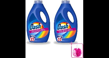 2 x Dash - Stralende Kleuren - Vloeibaar Wasmiddel - Gekleurde Was - 32 Wasbeurten - Bulkverpakking - Wasmiddel voor gekleurde kleding - Douchemop - Kleurbehoud