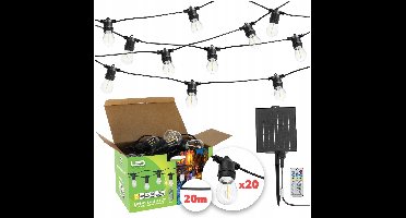 Zonne-energie LED Slinger Verlichting 10m 20x E27 Lampen met Afstandsbediening