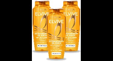 3 x L’Oréal Paris Elvive – Shampoo – Extraordinary Oil Kokos – Dun & Droog Haar – 250 ml - Voordeelverpakking - 3 stuks