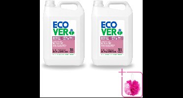 2 x Ecover - Vloeibaar wasmiddel - Wol & Fijnwas - Waterlelie & Honingmeloen - 5 liter - 111 wasbeurten - Bulkverpakking - Fijnwas - Douchemop - Wolwas