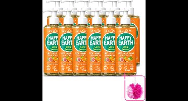 12 x Happy Earth – Handzeep – 100% Natuurlijk Rose Petitgrain – 300 ml - Bulkverpakking - Natuurlijke handzeep - Douchemop - Vegan handzeep